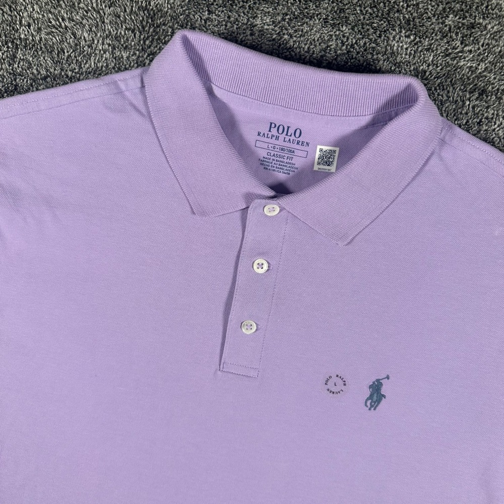 Ralph Lauren Polo Shirt Mens Large Classic Fit Purple Short Sleeve Pony NEW